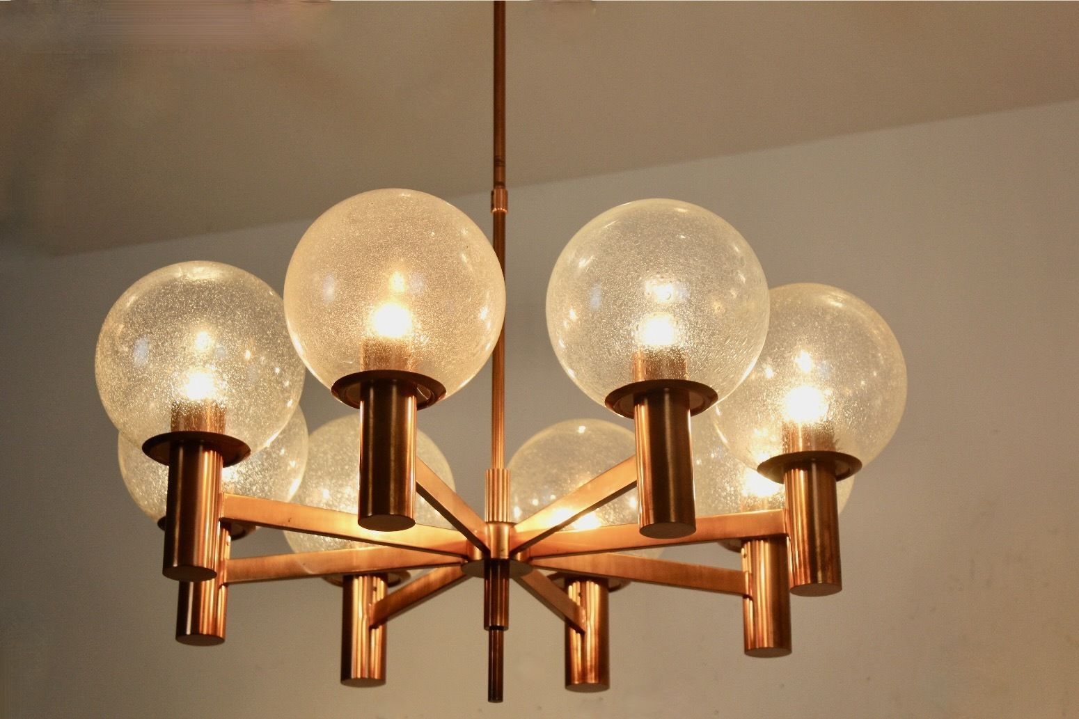Copper And Handblown Glass Chandelier By Ott International photo furniture