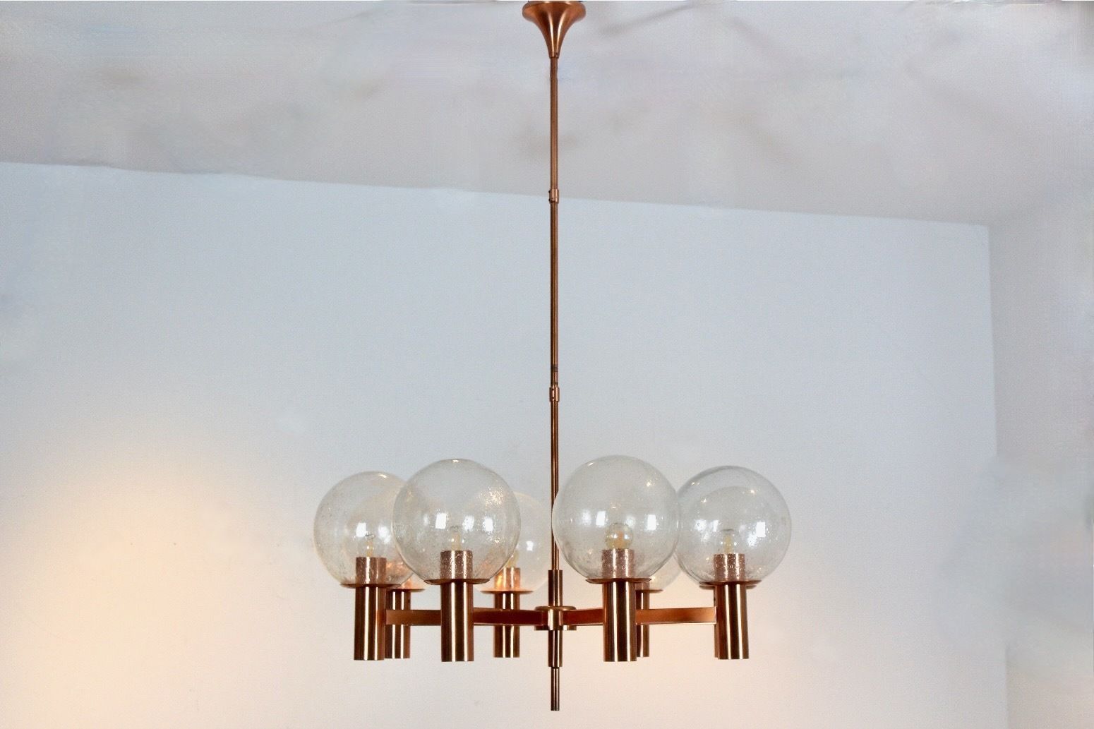 Copper And Handblown Glass Chandelier By Ott International photo Lighting