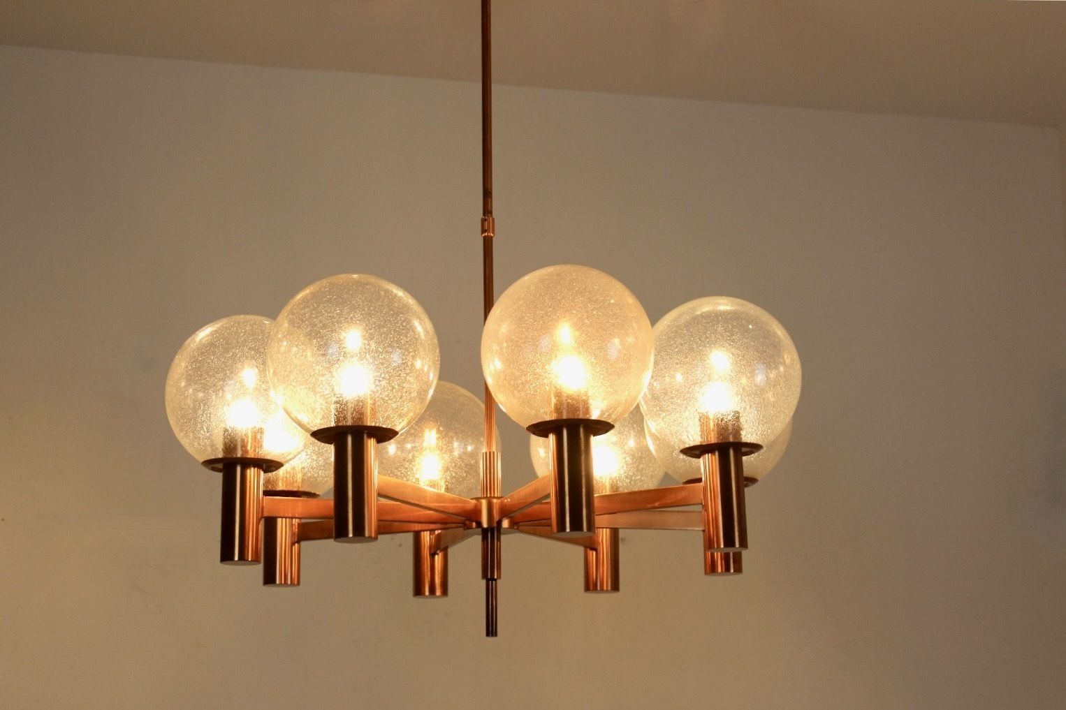 3701.0 Copper And Handblown Glass Chandelier By Ott International photo