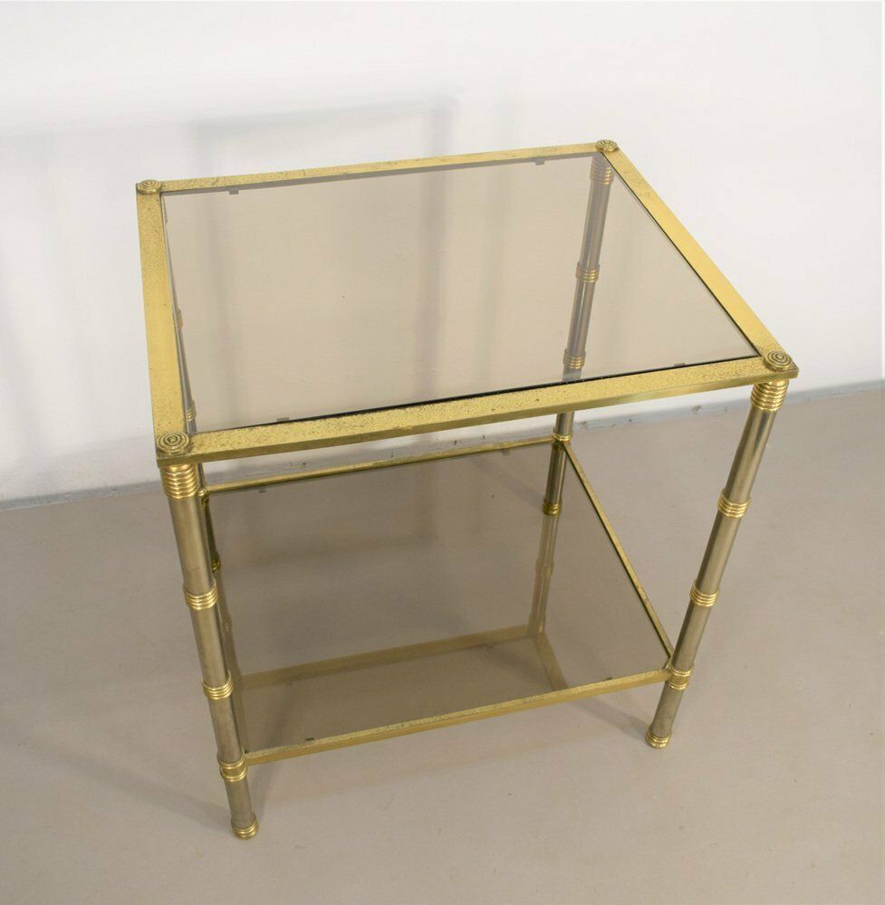 Italian Coffee Table, Brass, Steel And Smoked Glass, 1960s photo 214.86