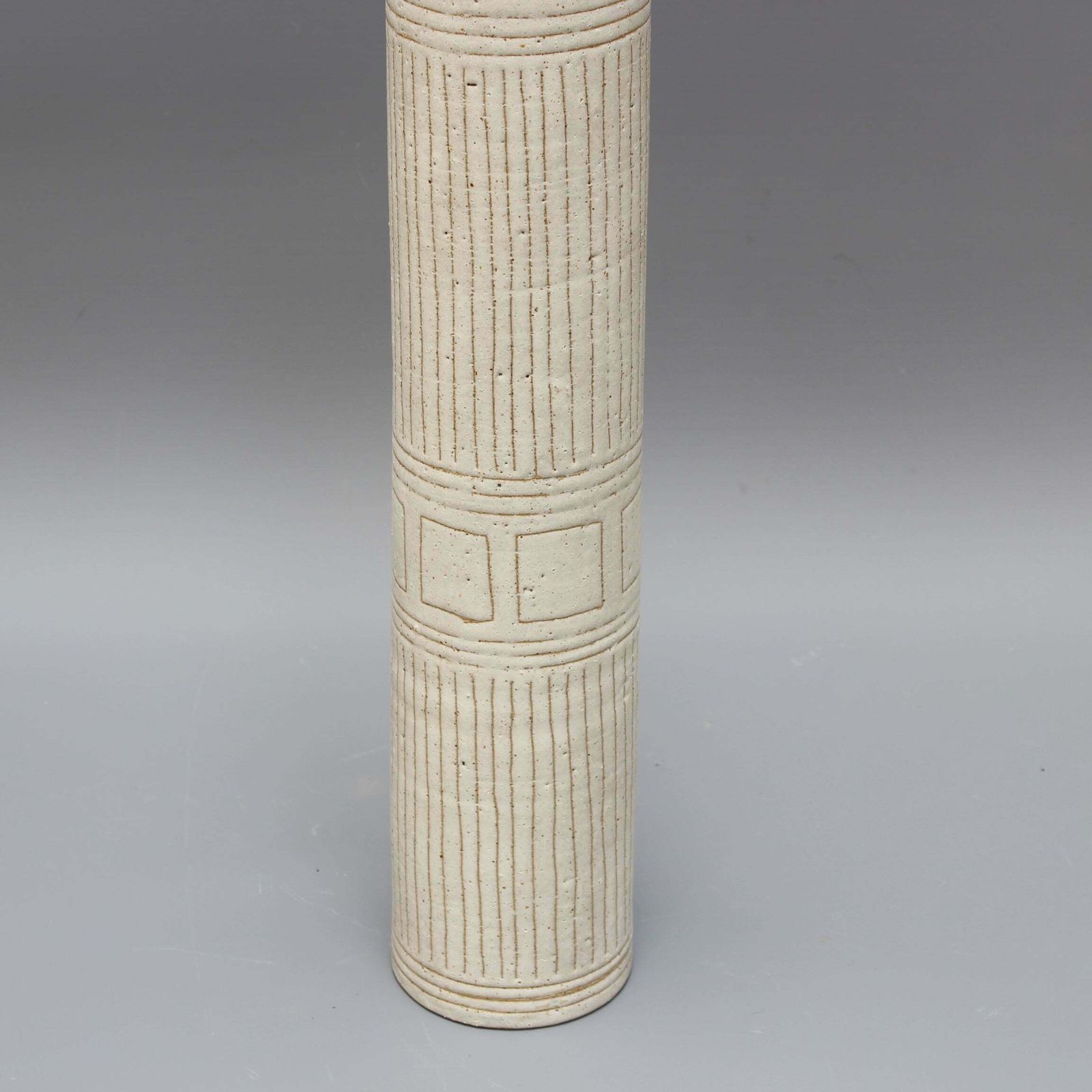 Italian Cylindrical Ceramic Vase By Bruno Gambone (Circa 1970s)   Large photo vintage