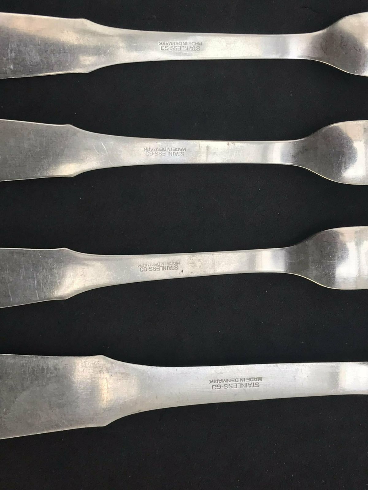 Mitra Georg Jensen Gundorph Albertus Set 4 Cold Meat Forks Stainless Steel, 1940s Replacement Forks Danish Cutlery Scandinavian Flatware photo vintage