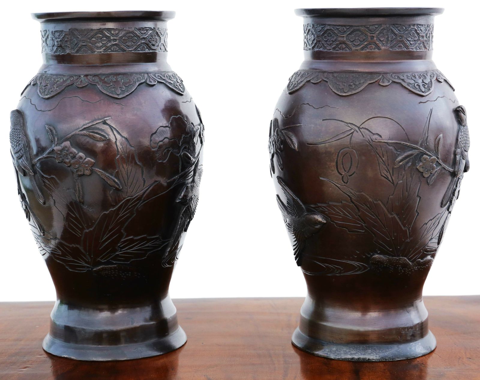 Antique Large Pair Of Fine Quality Japanese Bronze Vases 19th Century Meiji Period photo furniture