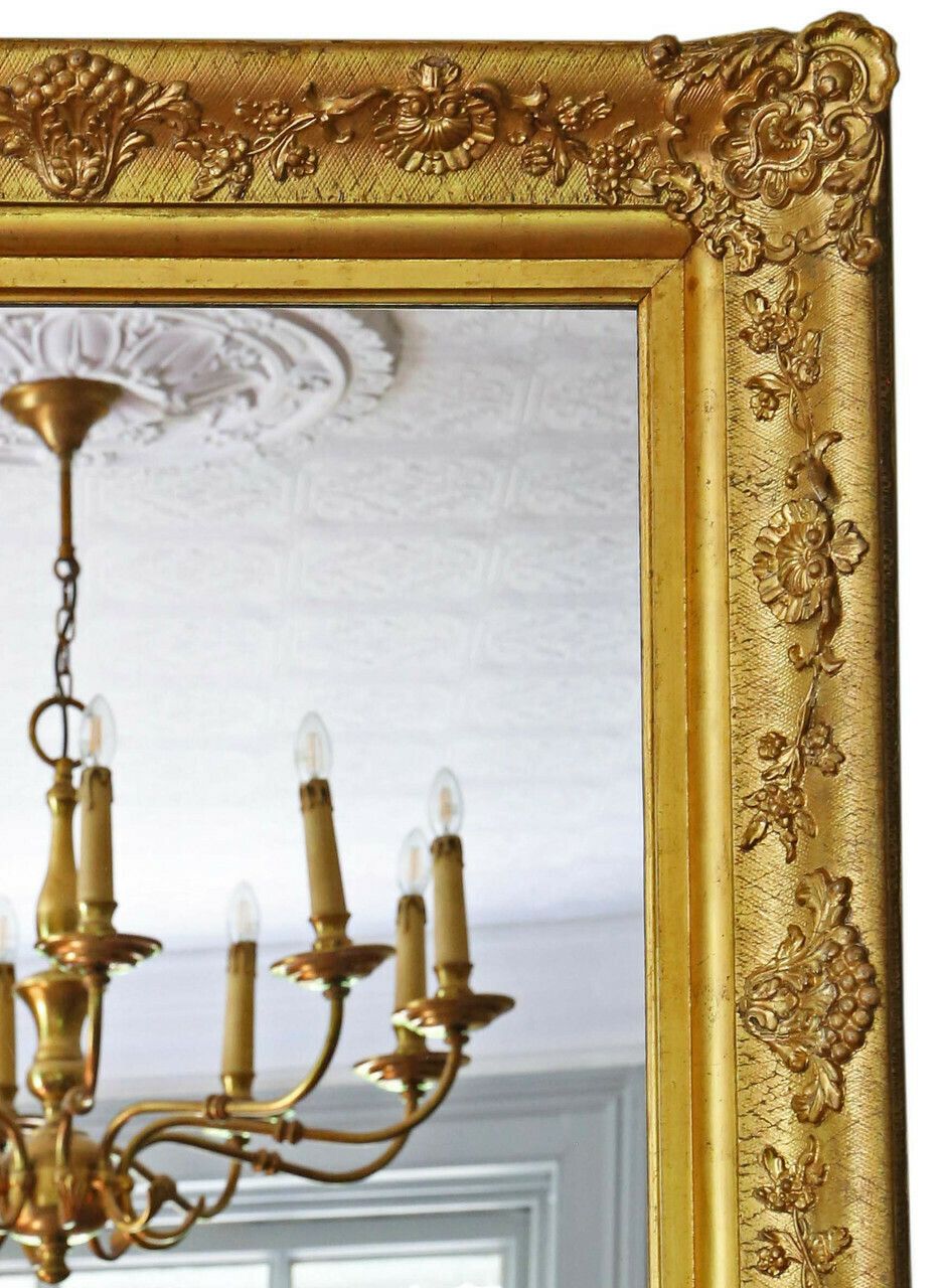 Antique Fine Quality Large Gilt Overmantle Wall Mirror 19th Century photo furniture