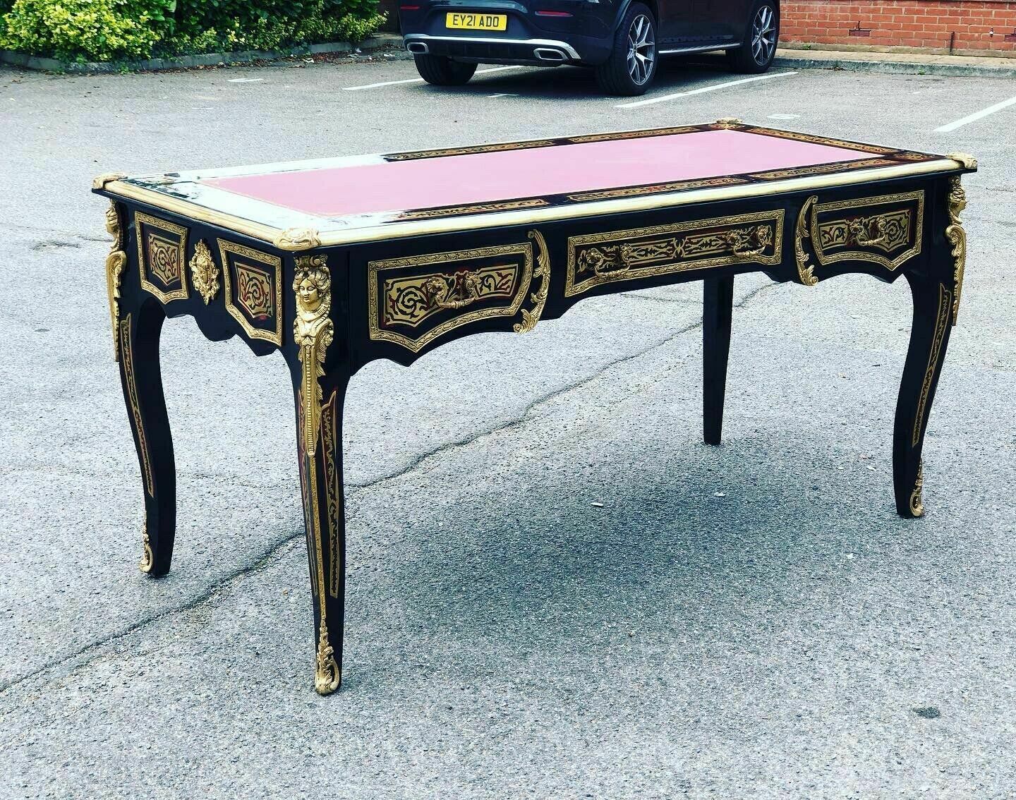 French Empire Style Boulle Desk With Brass Decoration. photo vintage