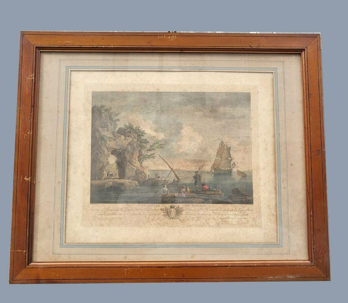 Suite Of 4 Framed Engravings, Fishing, Xixth Century photo furniture