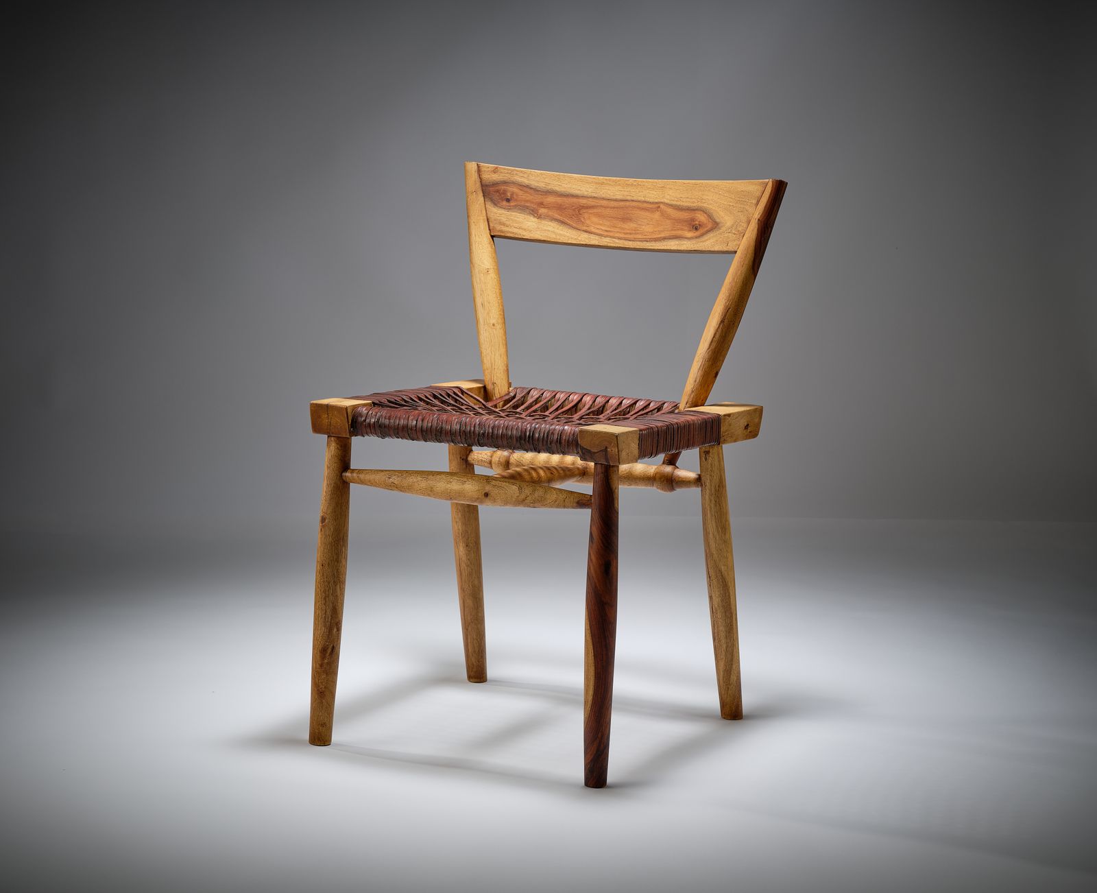 Delightful Danish Mid Century Style Leather Strung African Hardwood Framed Chair, Denmark Circa 1980's photo furniture