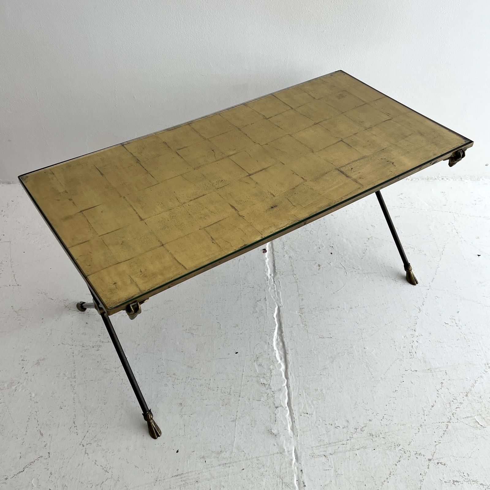 1970s 70s Maison Ramsay Gold Leaf  Brass Hoof And Rams Head French Coffee Table photo Furniture