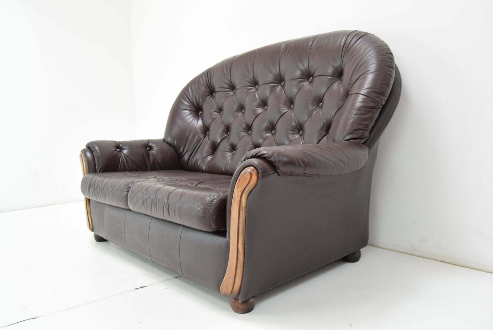 Mid Century Leatherette Two Seat Sofa, 1990's. photo vinterior