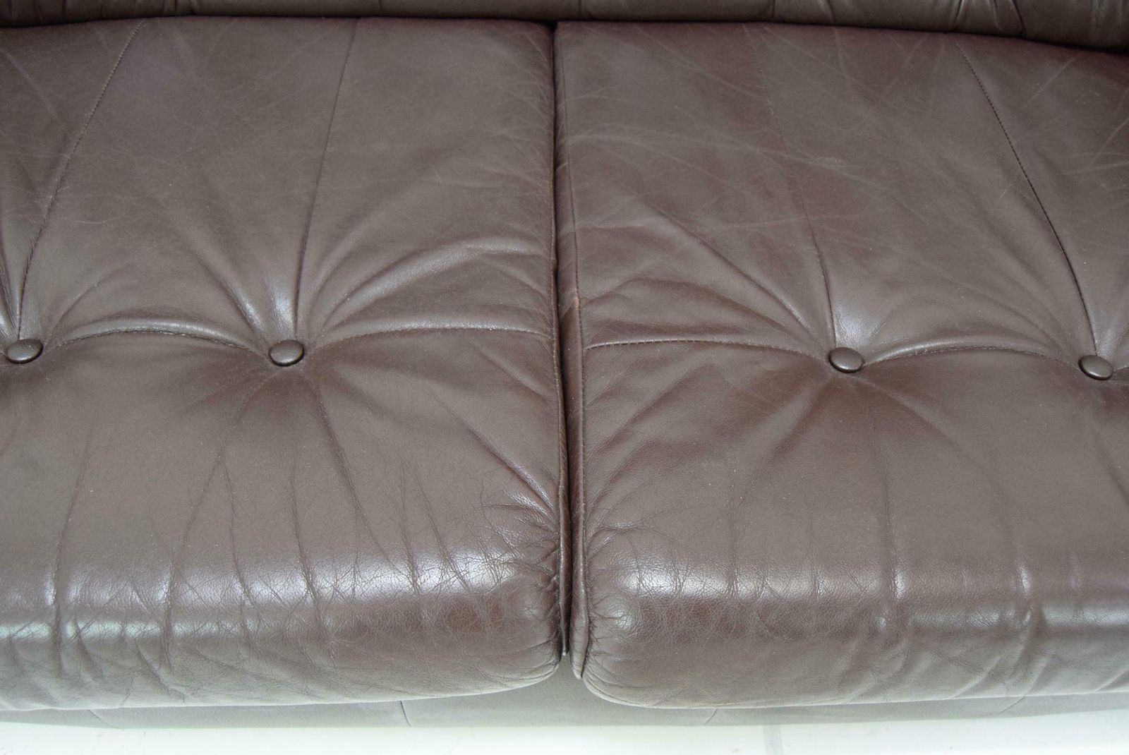 photo furniture Mid Century Leatherette Two Seat Sofa, 1990's.