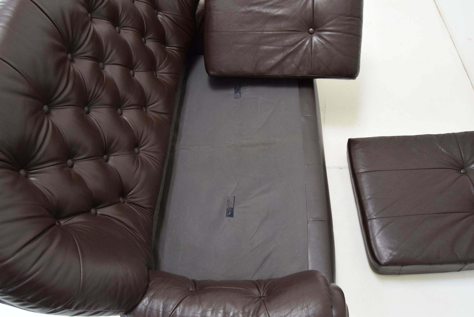 photo buy Mid Century Leatherette Two Seat Sofa, 1990's.
