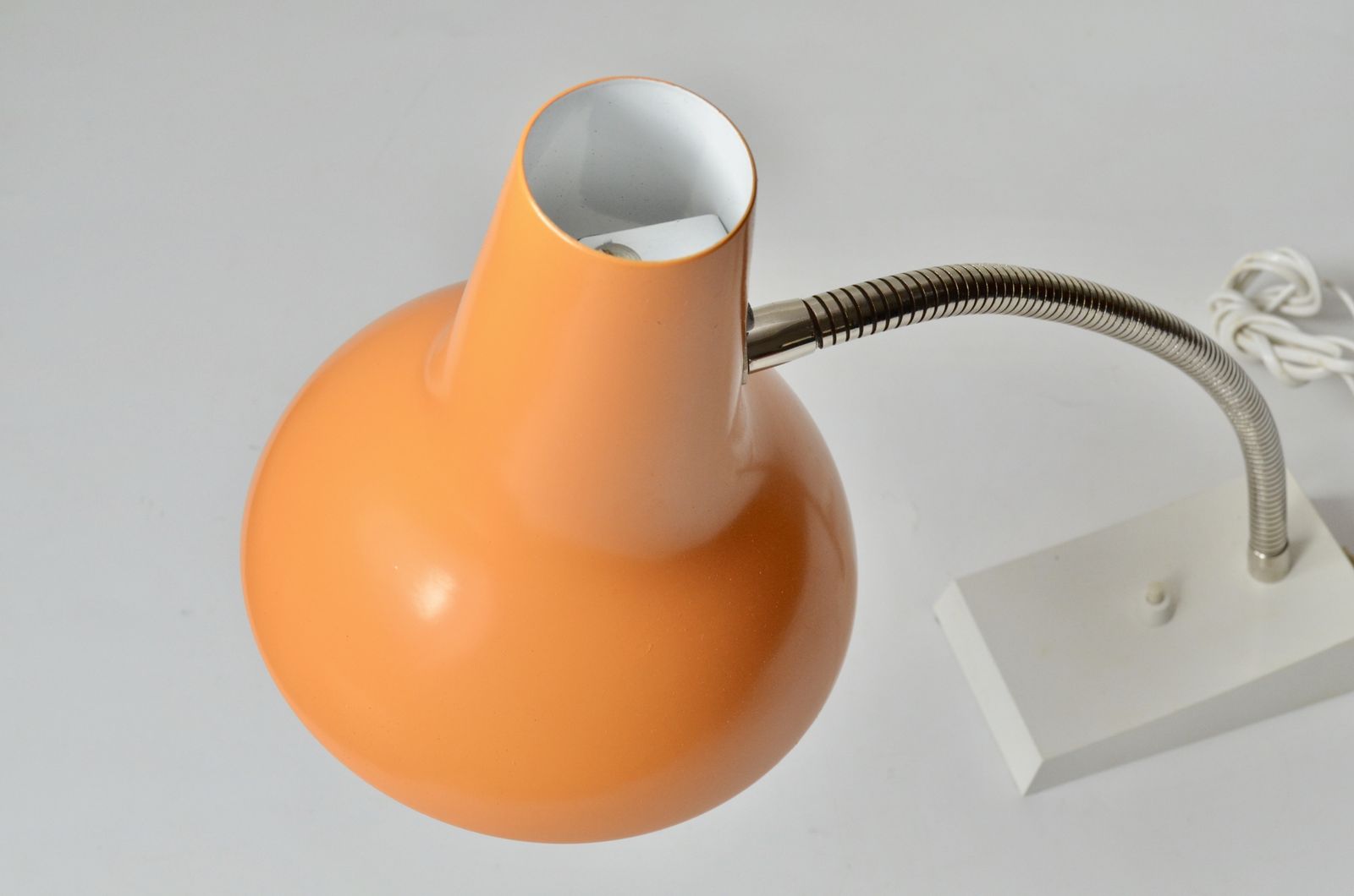 Vintage Metal Orange Desk Lamp By Sis Germany Model 38, 1970s New Old Stock photo vintage