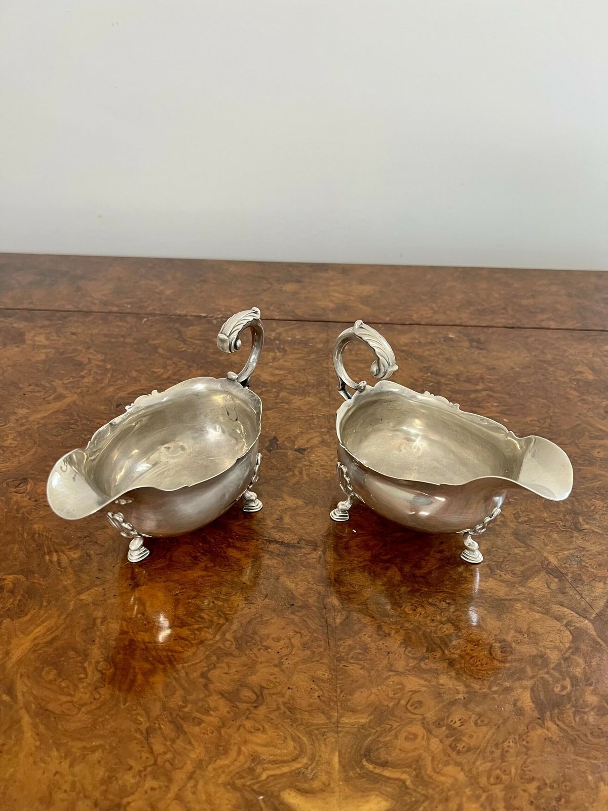 Outstanding Quality Pair Of Antique George III Silver Sauce Boats photo furniture