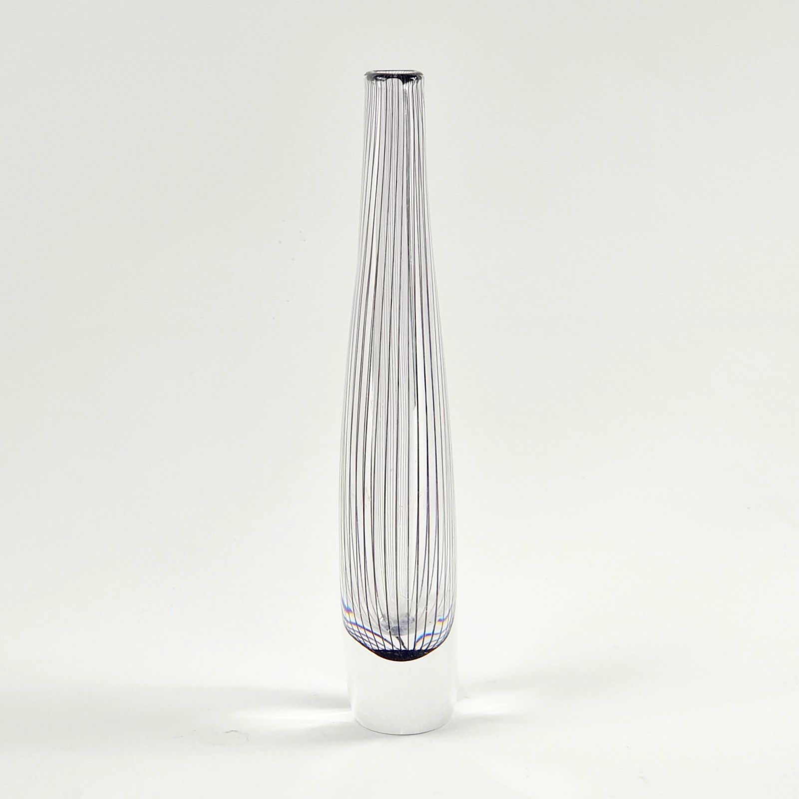 Large Mid Century Scandinavian Striped Glass Vase By Vicke Lindstrand For Kosta, Sweden, 1950s photo for sale