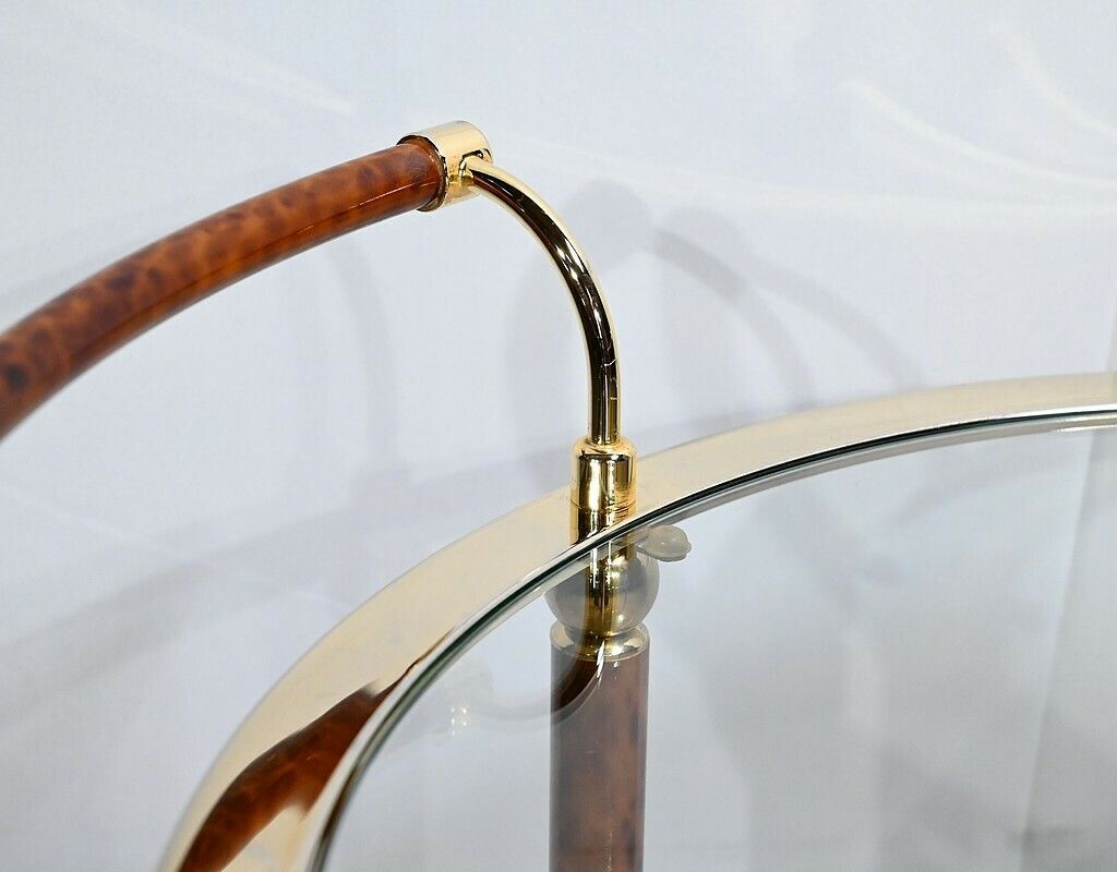 Glass And Gold Metal Rolling Table – 1980 photo Furniture