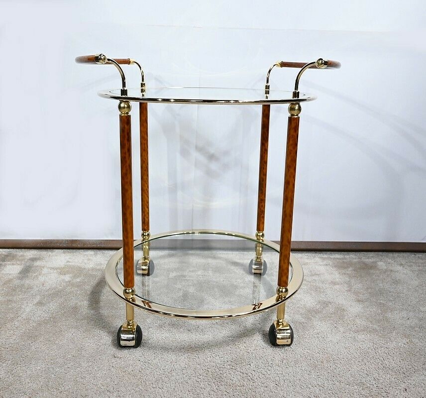 Glass And Gold Metal Rolling Table – 1980 photo buy