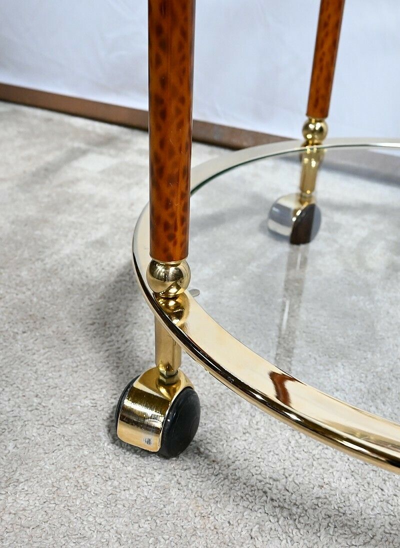photo furniture Glass And Gold Metal Rolling Table – 1980