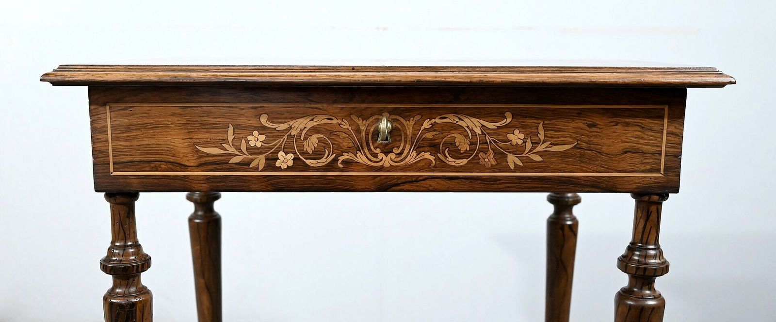 Small Marquetry Table, Louis XVI Style, 19th Century photo vintage