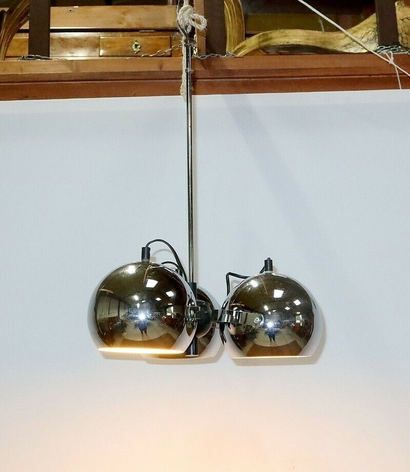 Eyeball Pendant In Chromed Metal – 1960s photo furniture
