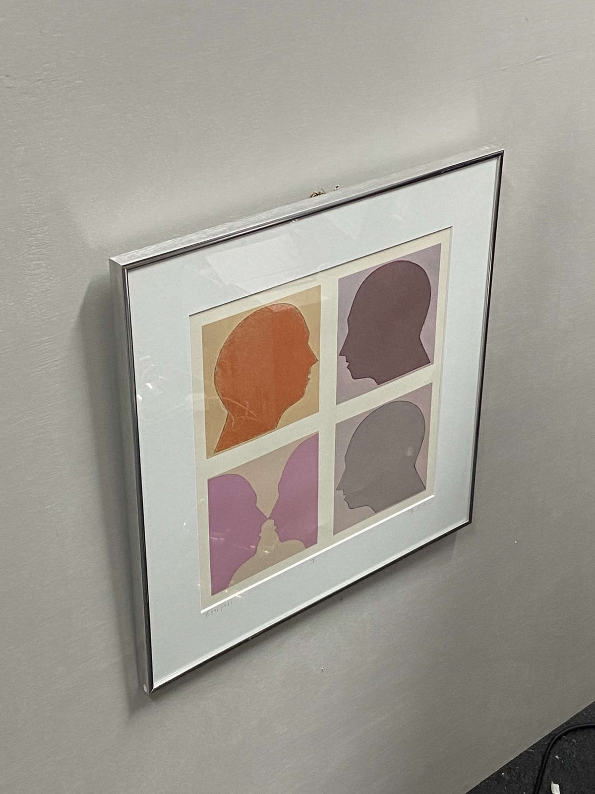Lithograph Of Silhouette Faces By Beate Selzer photo vinterior