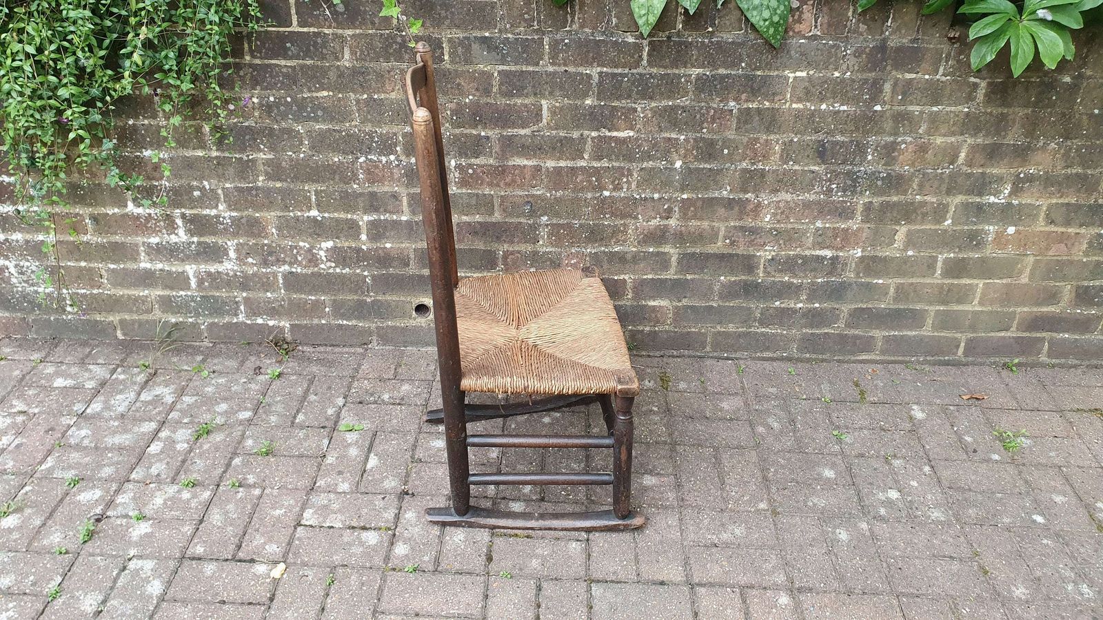 Rush Seated Wooden And Rocking Chair Elm photo vintage