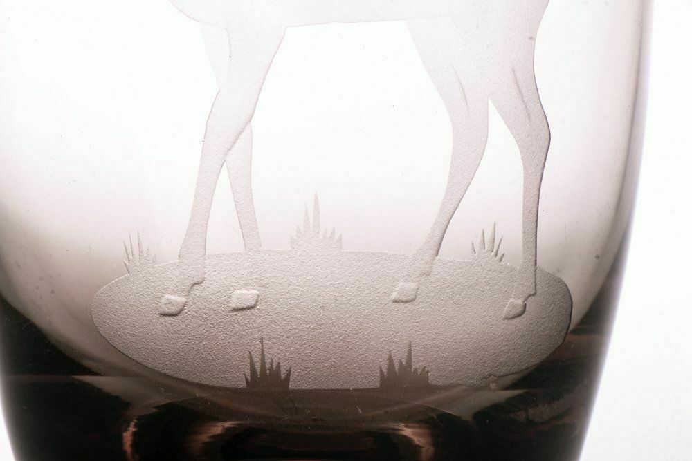 Heavy Crystal Vase With Engraved Deer Design photo Home Decor