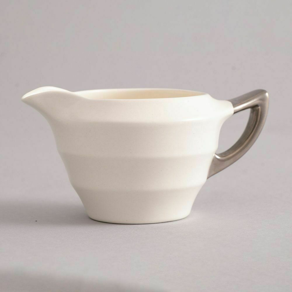 British Art Deco Keith Murray For Wedgwood 'Moonstone' Coffee Service With Silvered Handles photo vinterior