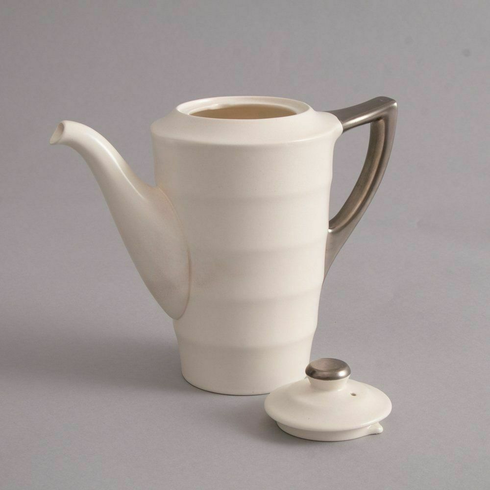 photo buy British Art Deco Keith Murray For Wedgwood 'Moonstone' Coffee Service With Silvered Handles