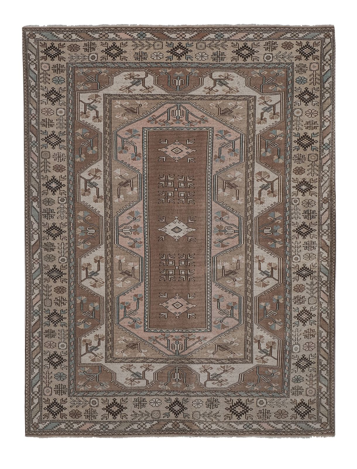Decorative Turkish Soft Muted Color Oushak Living Room Rug
