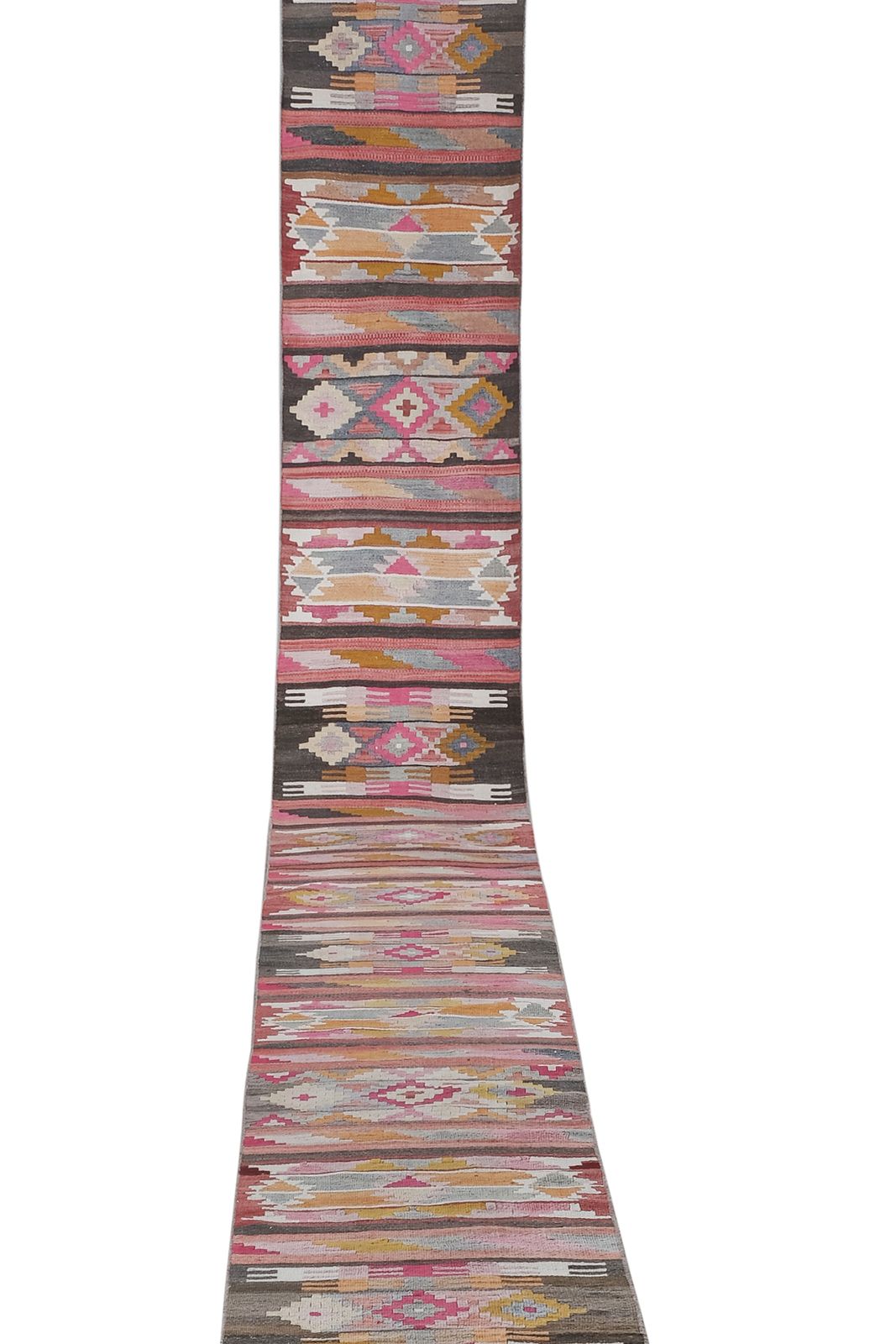 1960s Vintage Faded Turkish Kilim Runner   Stair Rug photo for sale