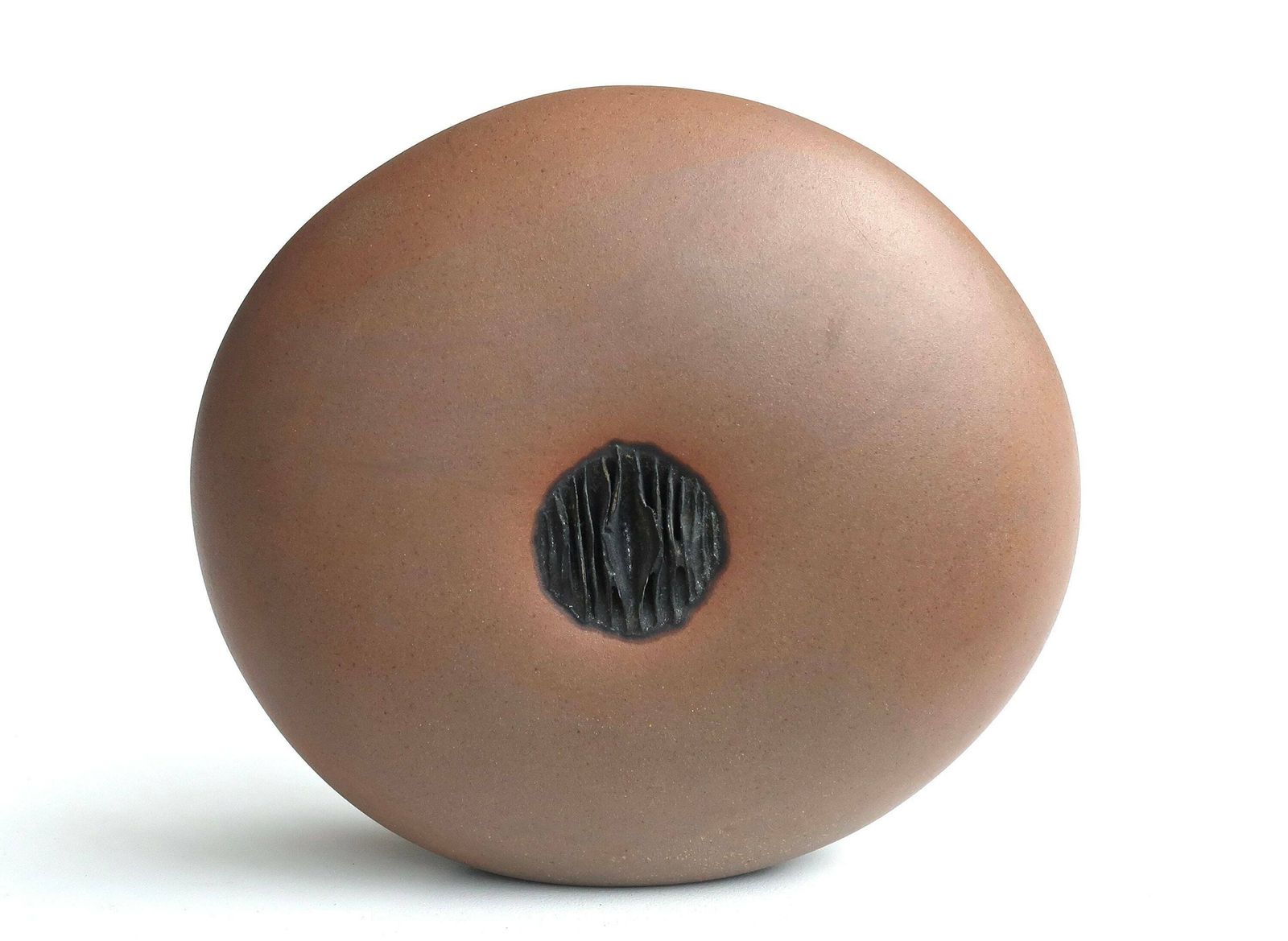 French Vintage Abstract Ceramic Sculpture, 1980s / Noguchi, Sphere, Art, Brown Black, photo furniture