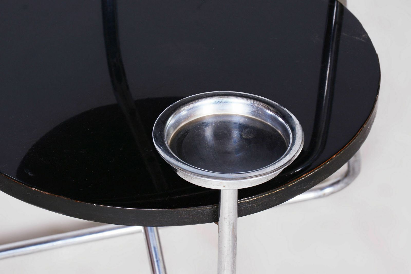 Restored Bauhaus Small Table, Chrome, Very Unusual Avant Garde Design, Revived Polish, Czechia, 1930s photo furniture