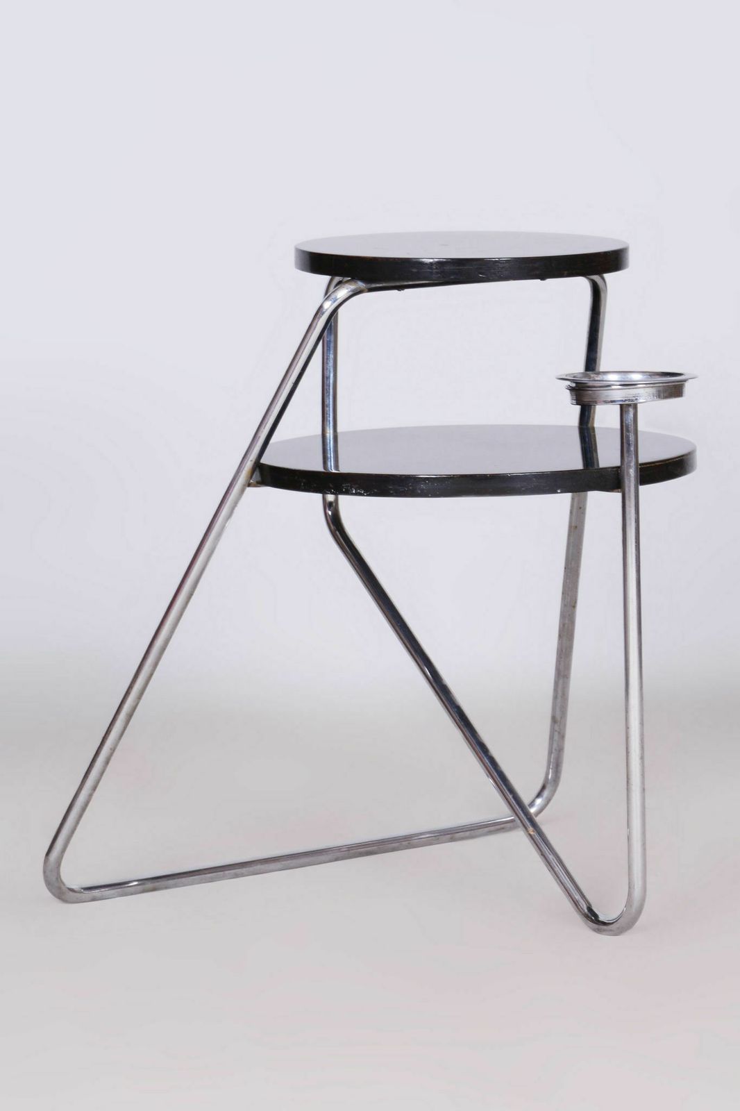 Restored Bauhaus Small Table, Chrome, Very Unusual Avant Garde Design, Revived Polish, Czechia, 1930s photo buy