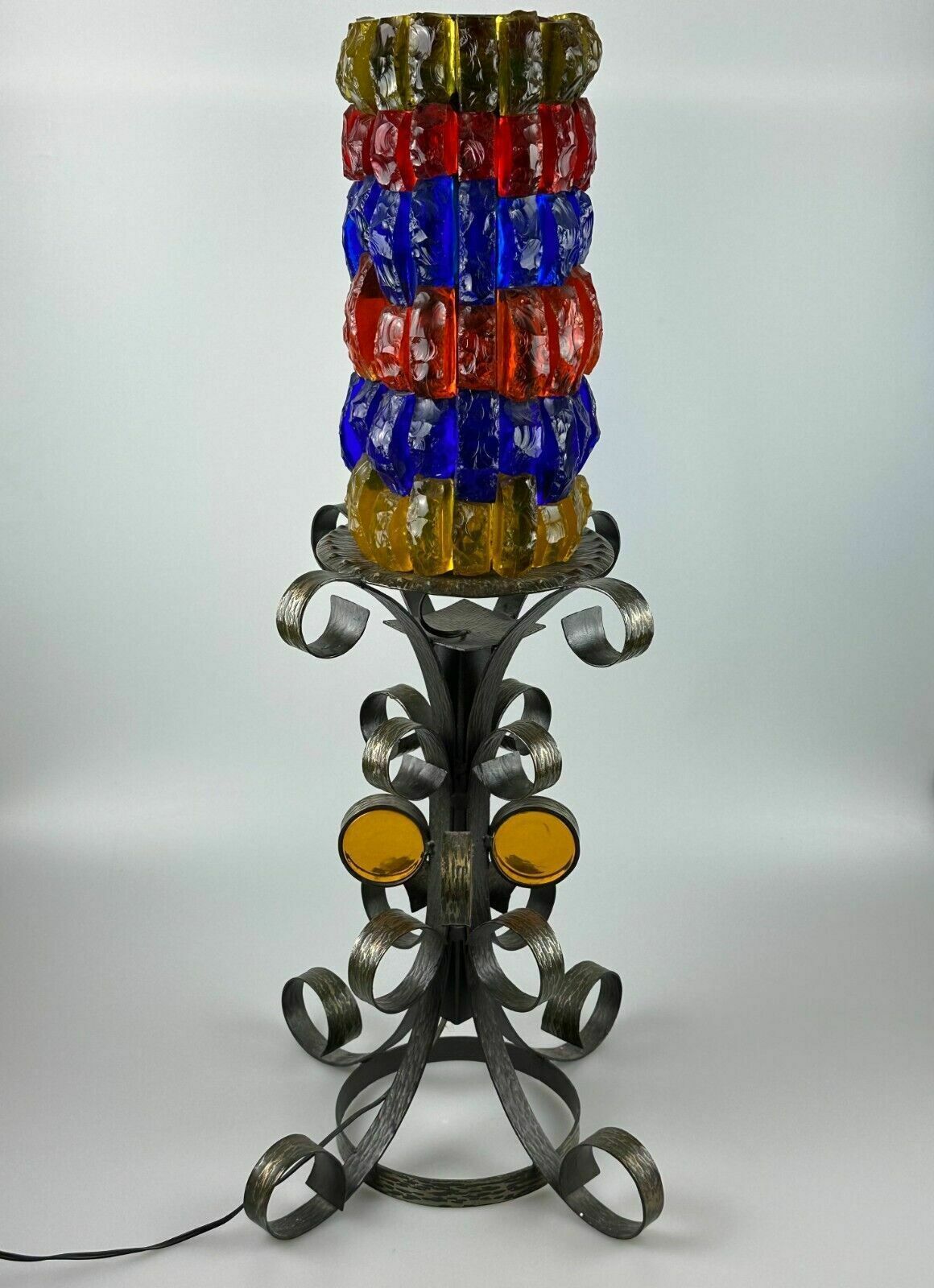 60s 70s Brutalist Floor Lamp Iron & Glass Floor Lamp Mid Century photo furniture