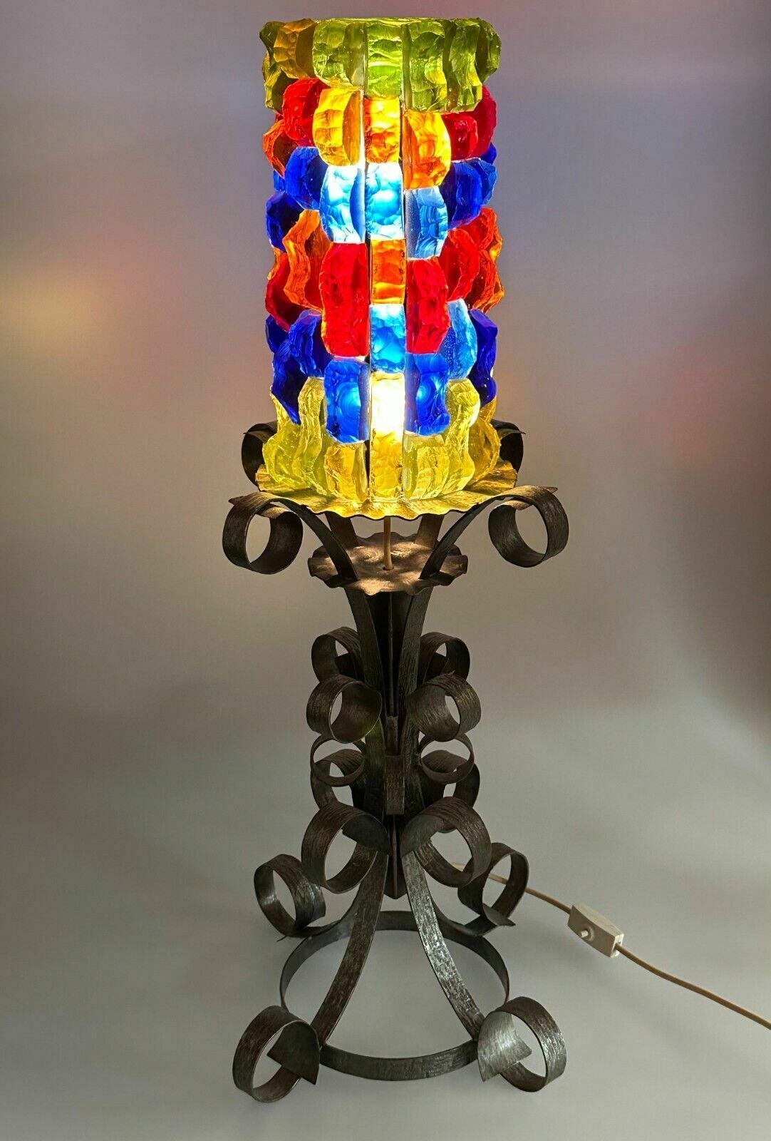 photo furniture 60s 70s Brutalist Floor Lamp Iron & Glass Floor Lamp Mid Century