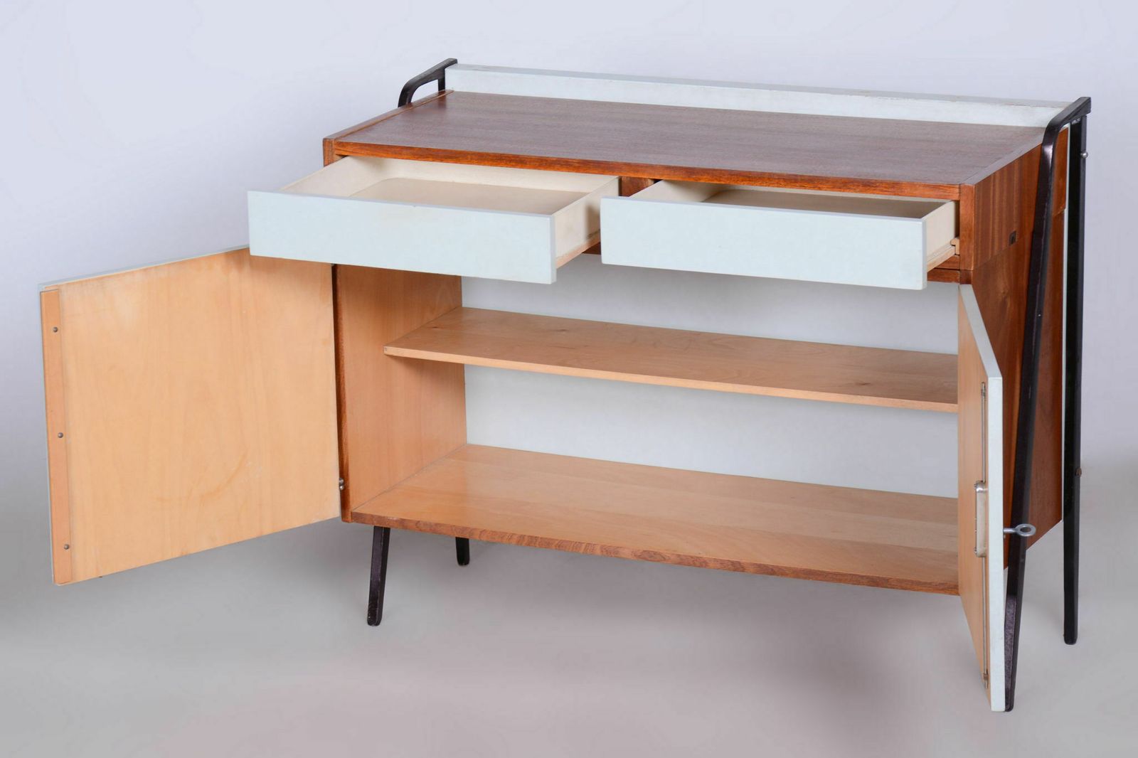 photo furniture Restored Midcentury Cabinet Set, Mahogany, Revived Polish, Central Europe, 1950s