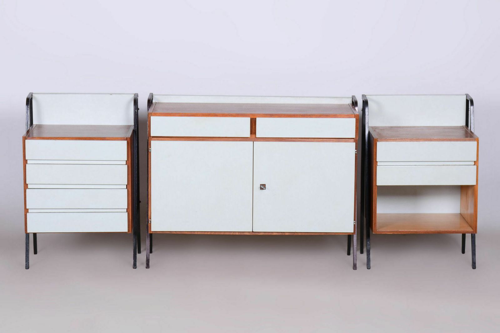 photo vinterior Restored Midcentury Cabinet Set, Mahogany, Revived Polish, Central Europe, 1950s