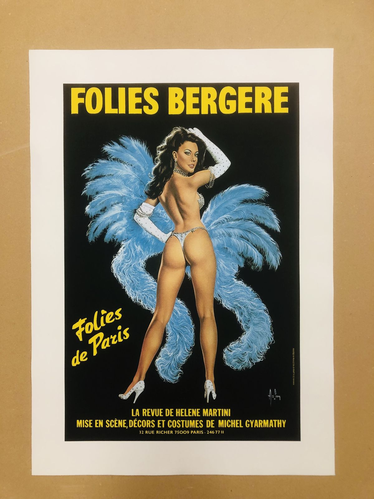 Alain Aslan, 80s   Folies Bergere   Advertising Vintage Affiche Linen Backed photo for sale