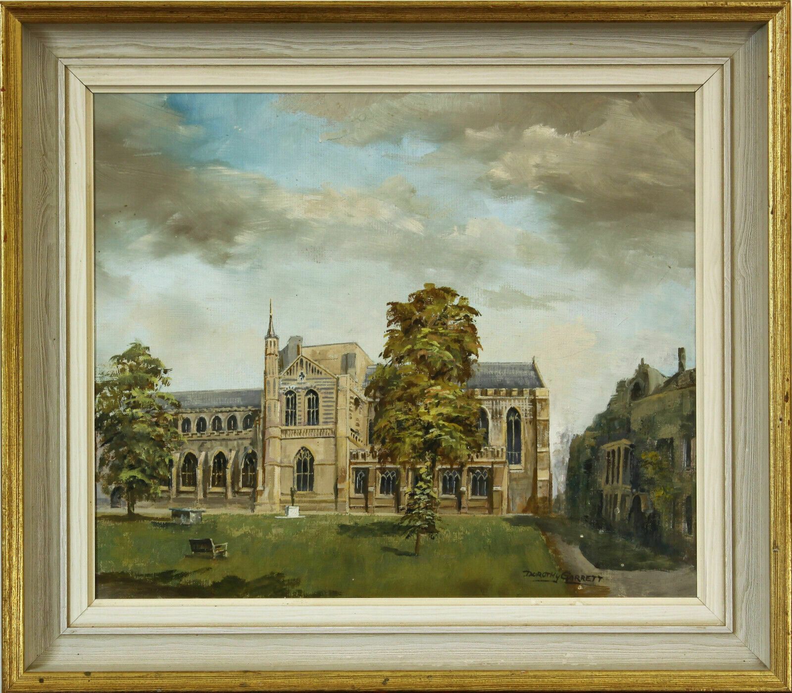 Oil On Board Of St Edmundsbury Cathedral, Bury St. Edmunds By Dorothy Garrett