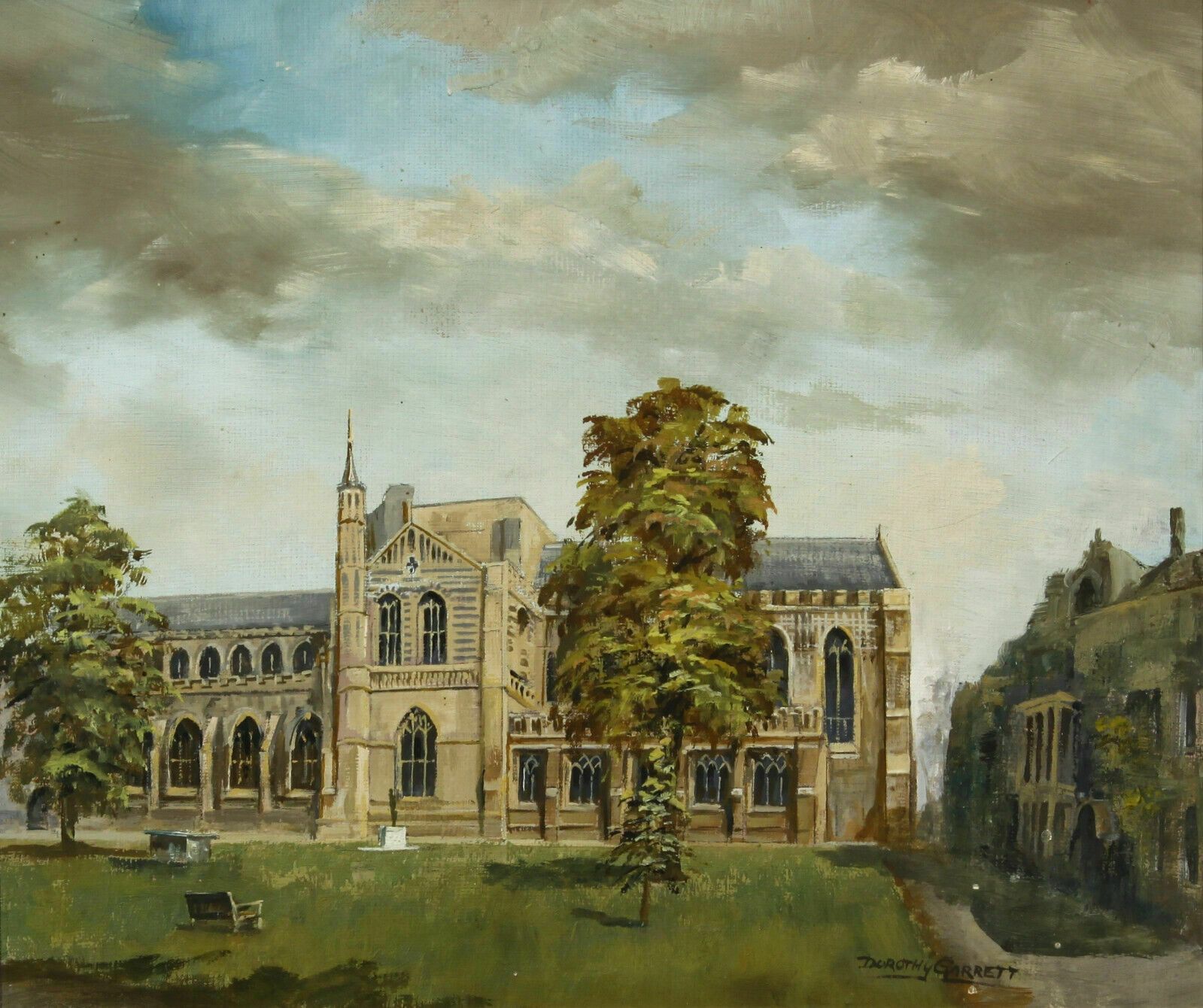 Oil On Board Of St Edmundsbury Cathedral, Bury St. Edmunds By Dorothy Garrett photo furniture