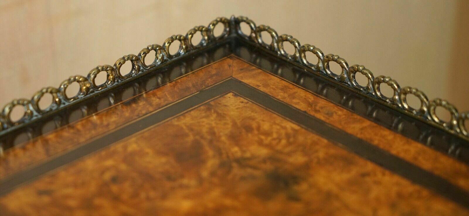 photo furniture Pair Of Victorian Ebonised Amboyna Wood Etageres Side End Lamp Wine Tables