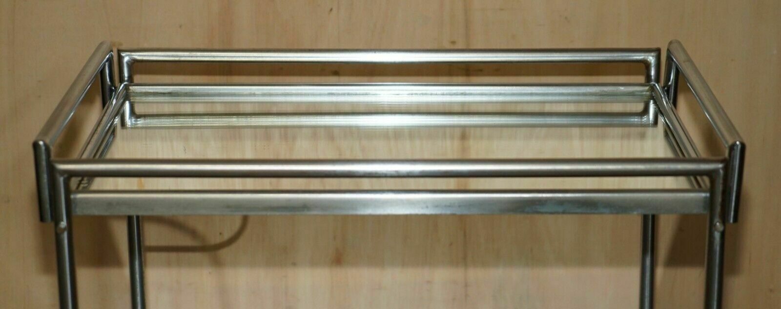 Antique Art Deco Circa 1920's French Mirrored Glass Chrome Tea Cake Trolly photo for sale