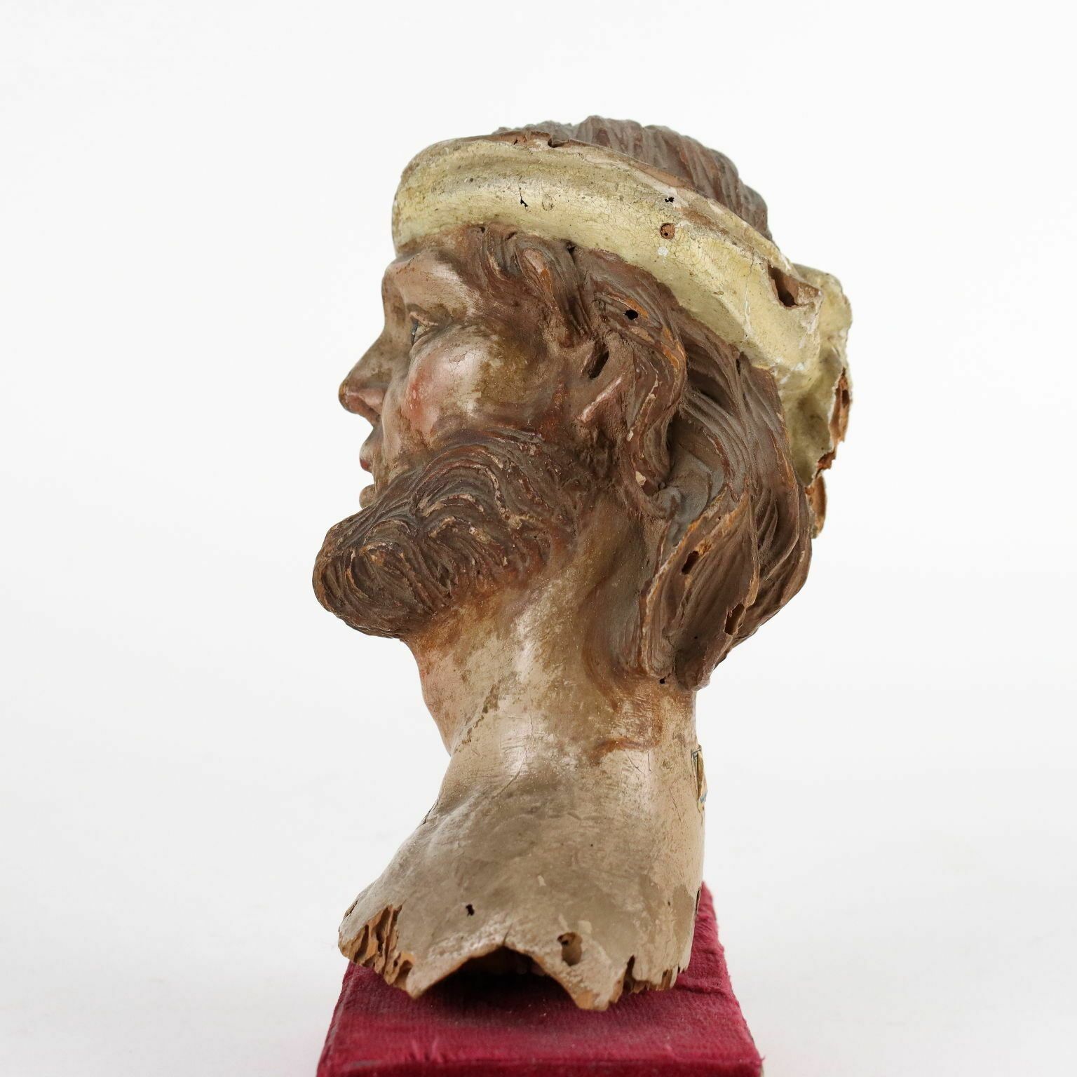 Ancient Wooden Bust Italy XVII Century photo Art