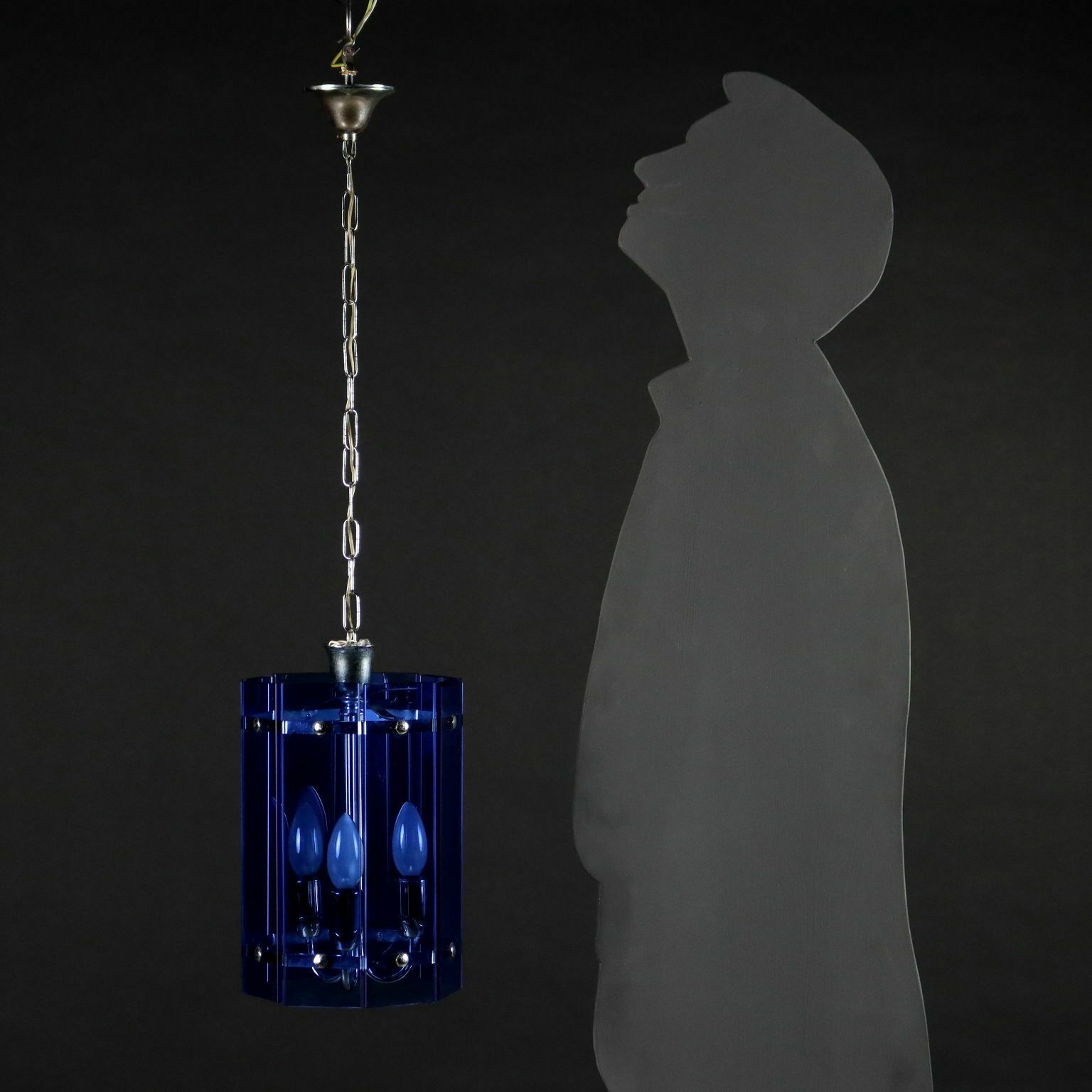 Vintage Ceiling Lamp Metal Glass Italy 1960s photo for sale