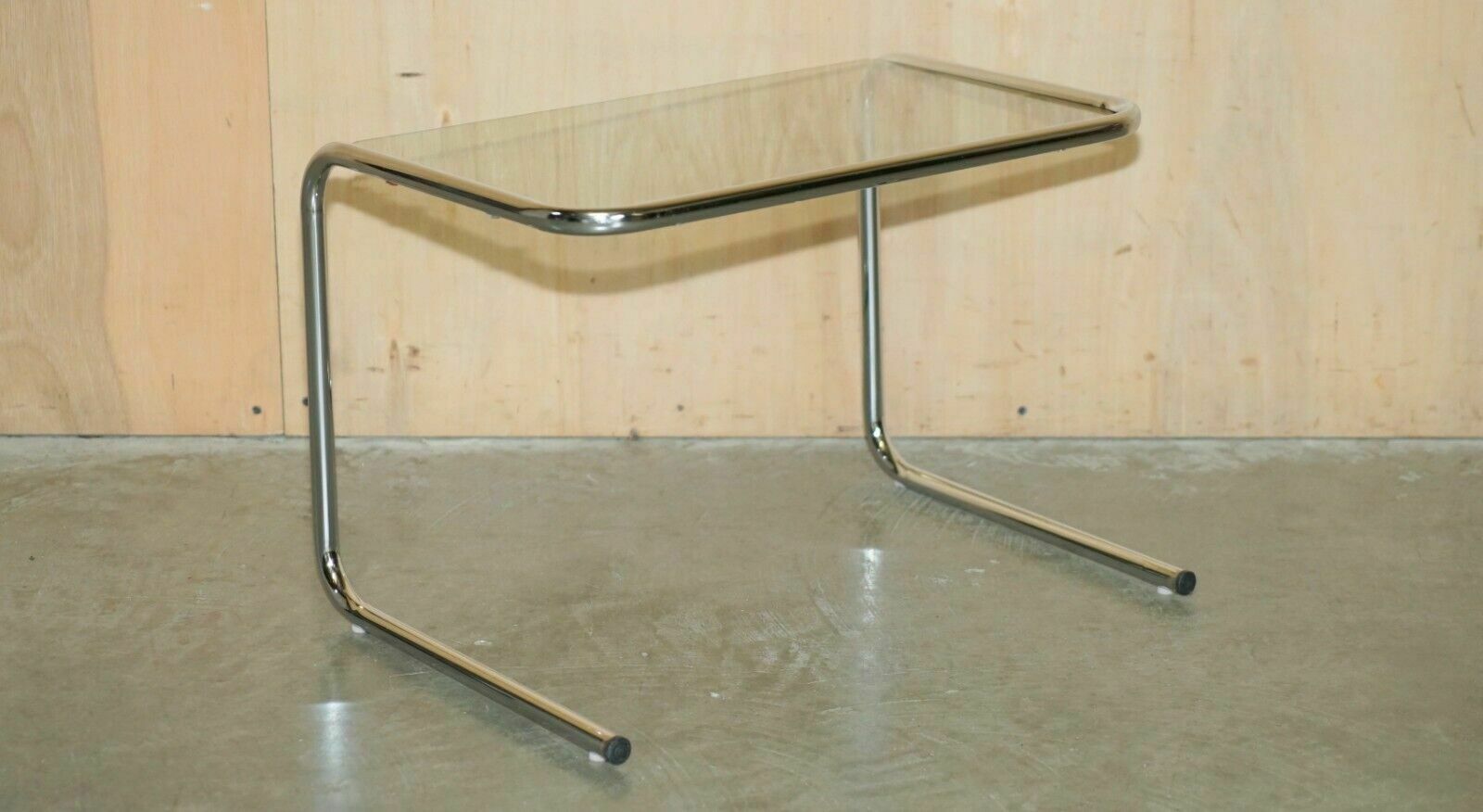 Vintage Mid Century Modern Milo Baughman Chrome & Smoked Glass Nest Of Tables photo furniture