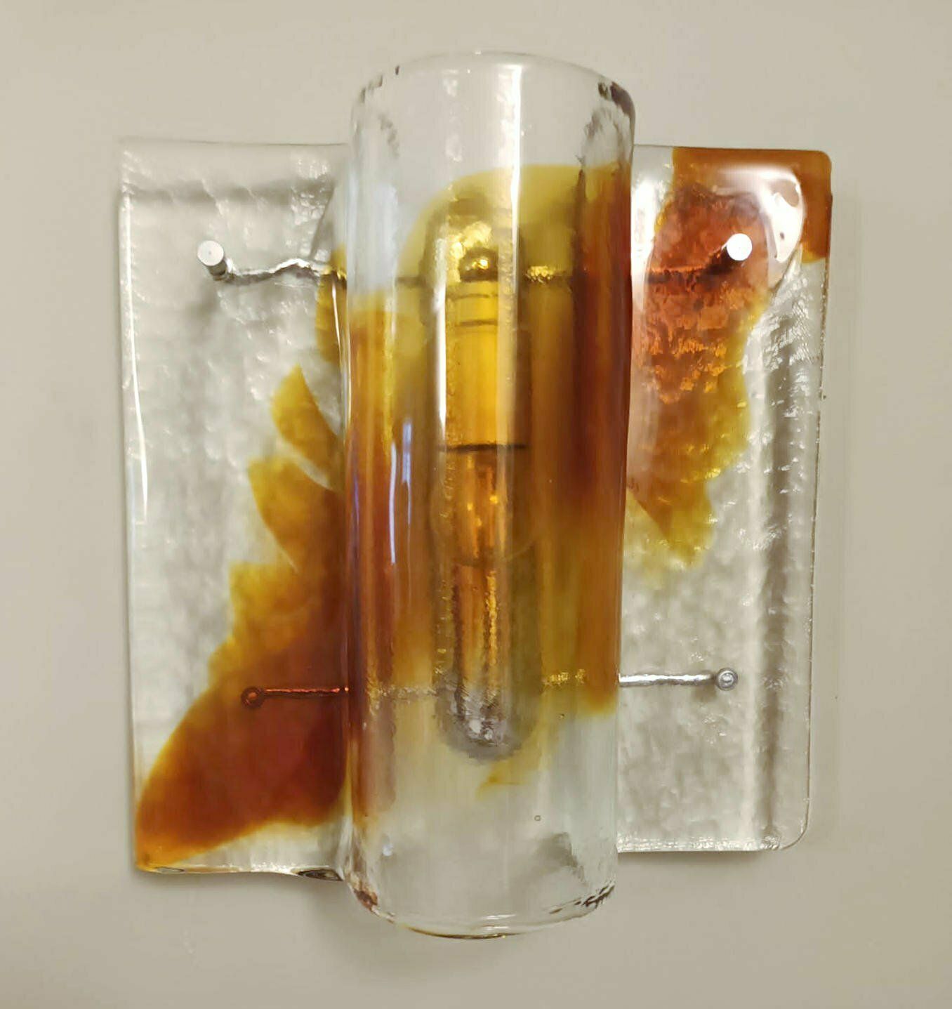Pair Of Amber Sconces By Mazzega photo for sale