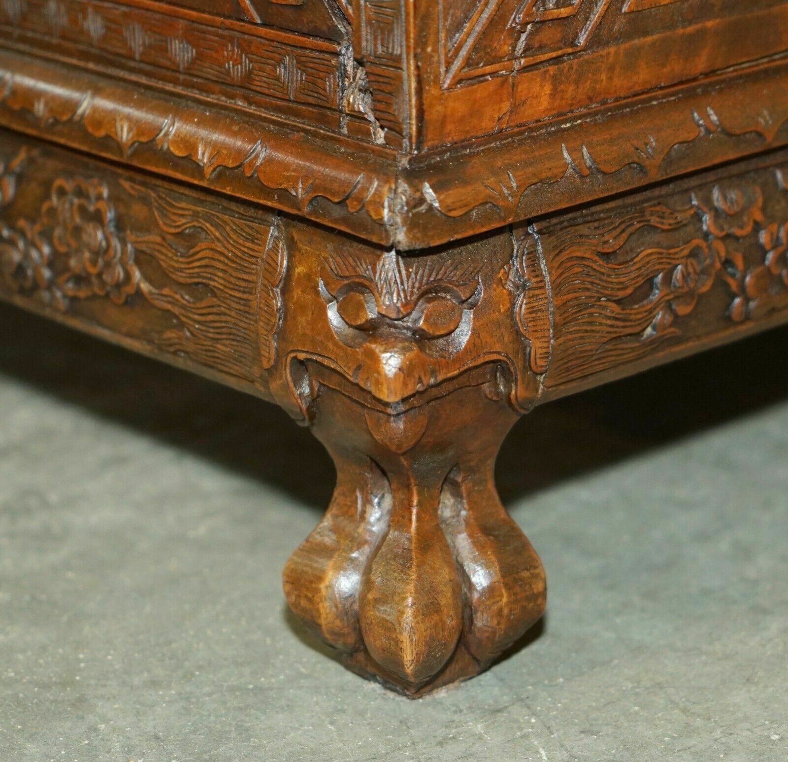 2850.0 Antique Chinese Hand Carved Circa 1890 Chest Of Drawers Very Detailed Handles photo