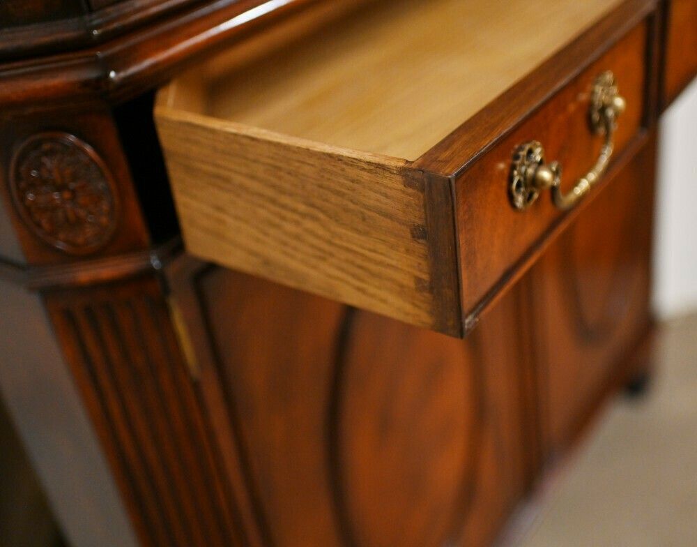 Victorian Corner Cabinet Mahogany Bookcase Glazed photo vintage