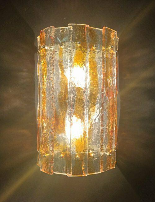 Pair Of Amber Planks Sconces By Mazzega photo vinterior
