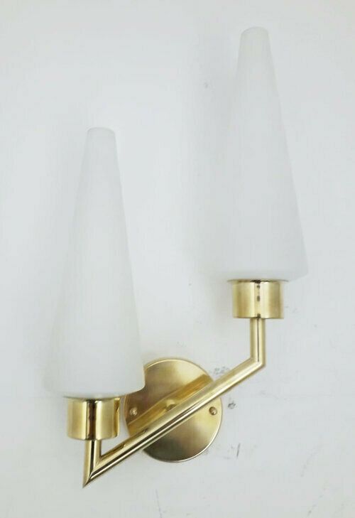 Midcentury Double Cone Stilnovo Sconce, 10 Available photo for sale
